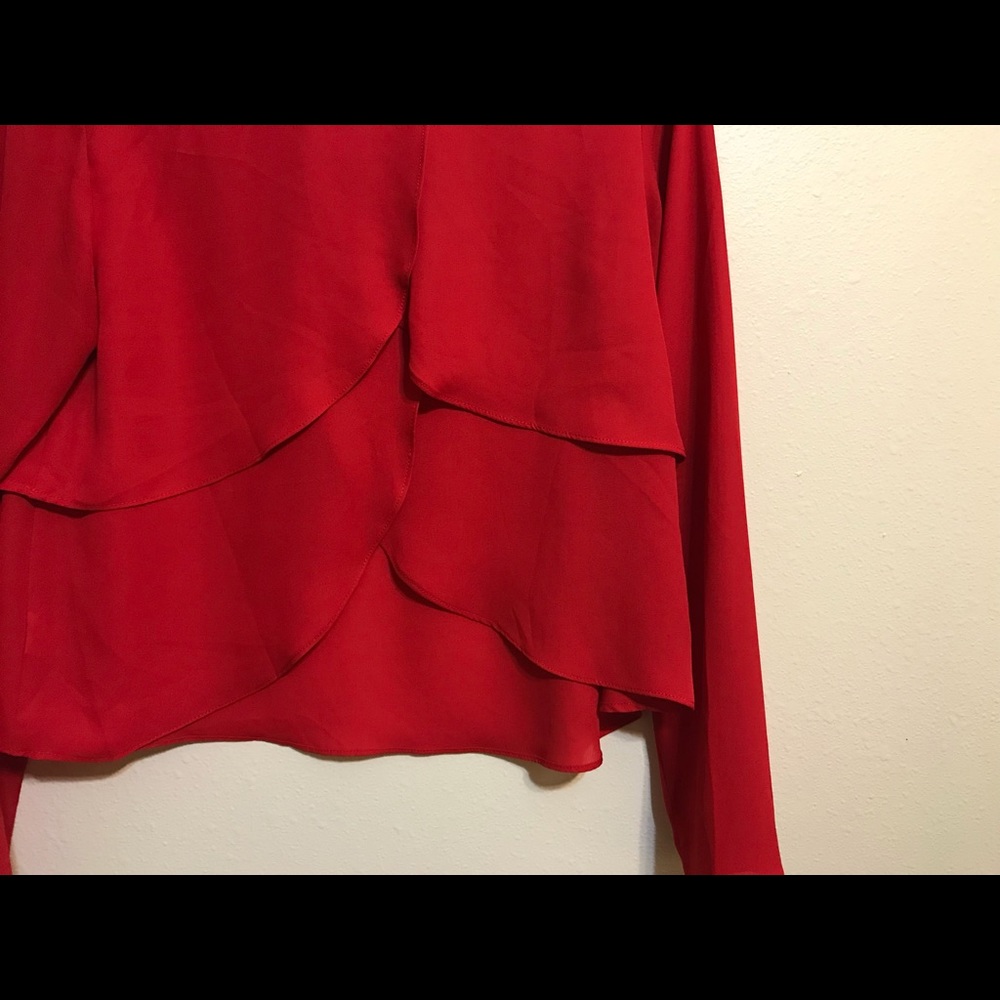 Red-Open Back Ruffle Blouse - Picture 6 of 6