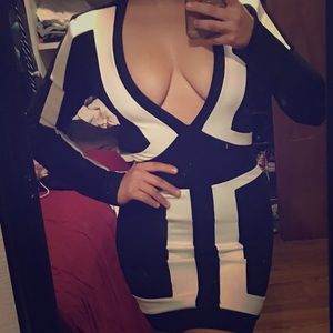Black and white bandage dress