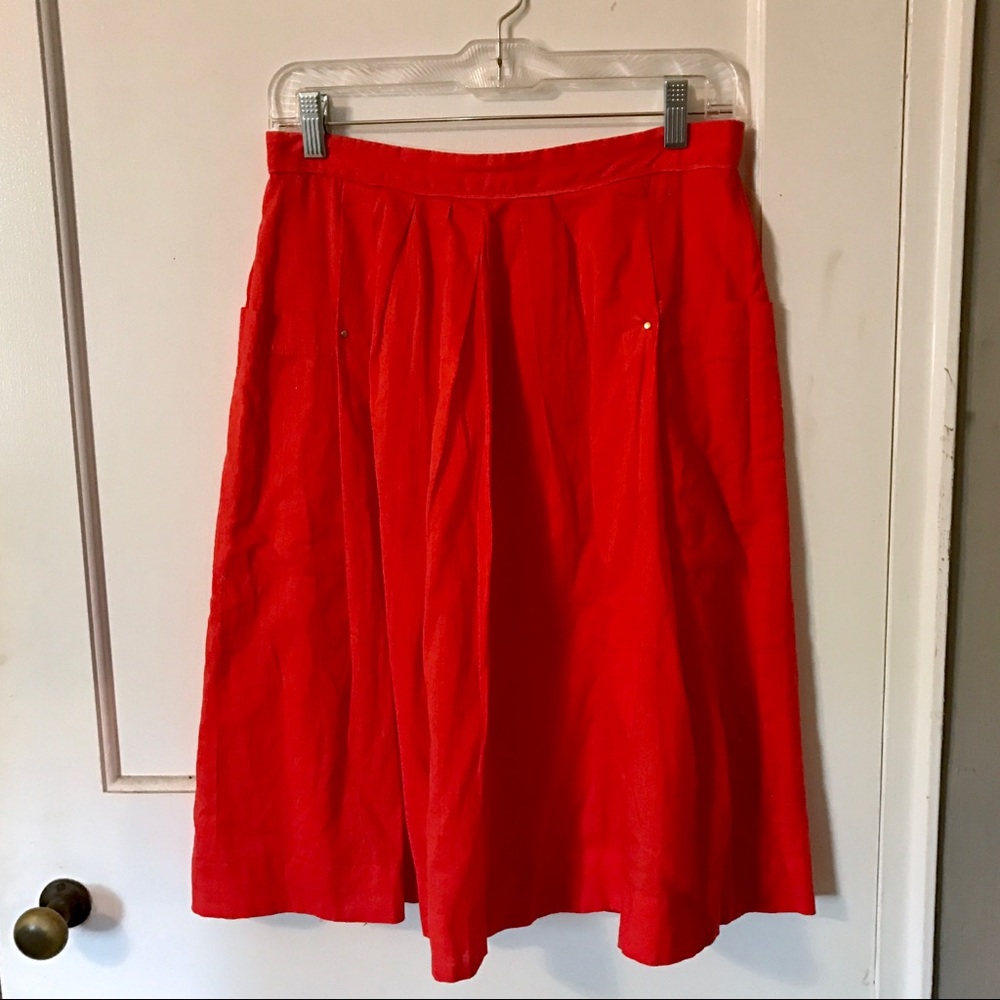 Anthropologie Odille Orange Full A-line Skirt