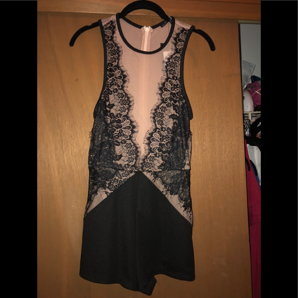 Black Lace Mesh Romper
