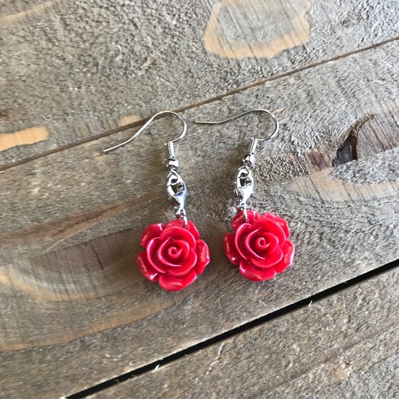 handmade Jewelry - 3 for $25 Handmade Red Flower Earrings