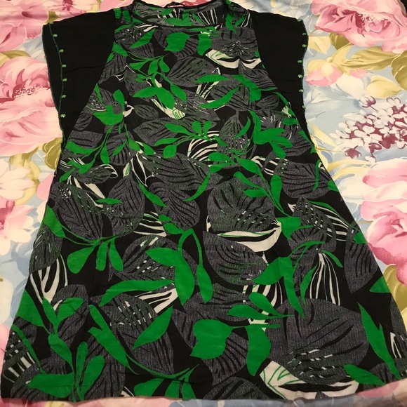 Green black cotton blouse - Picture 1 of 2