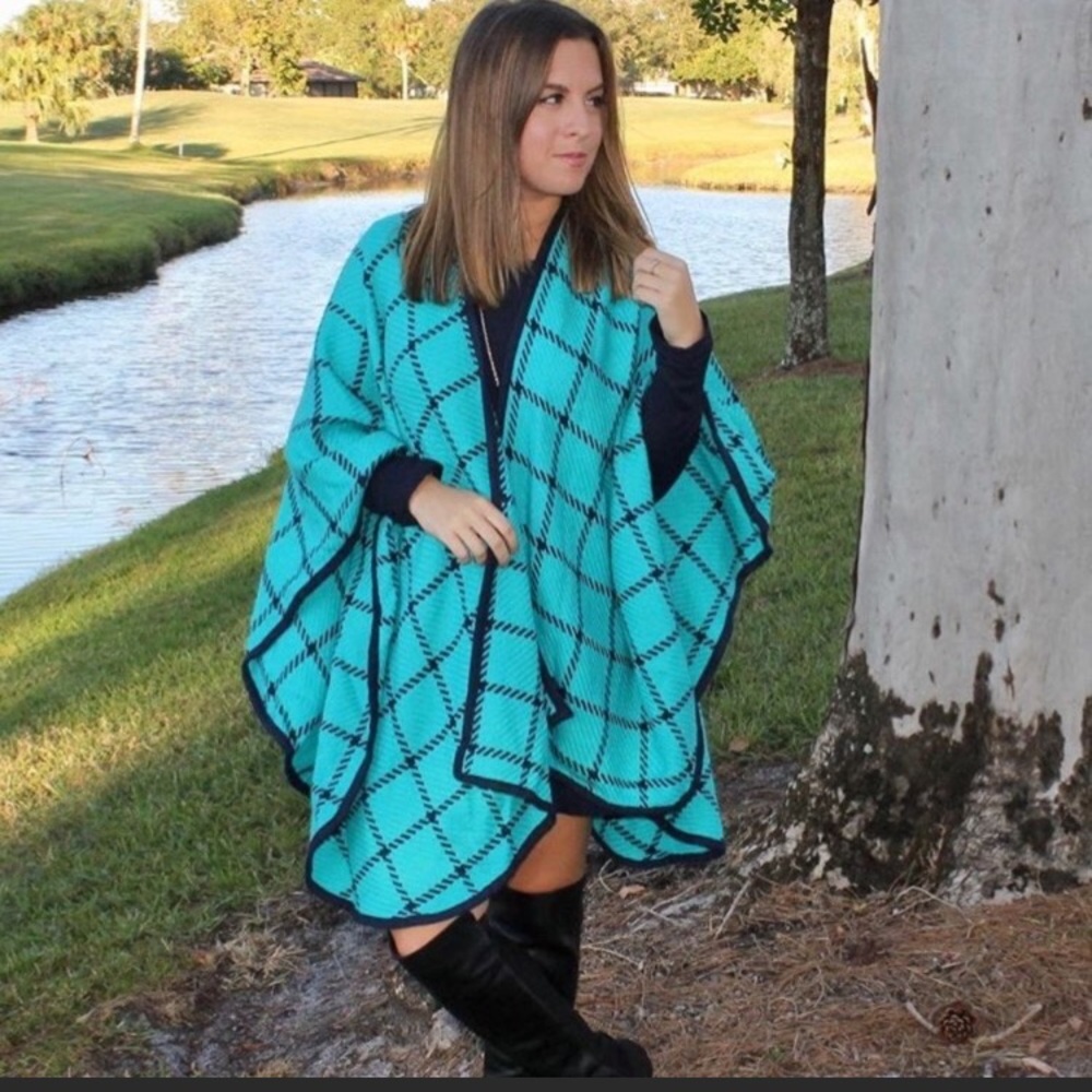 Beautiful Turquoise and Navy Shawl