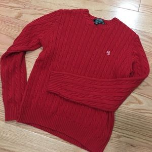 Lauren petite red cable sweater