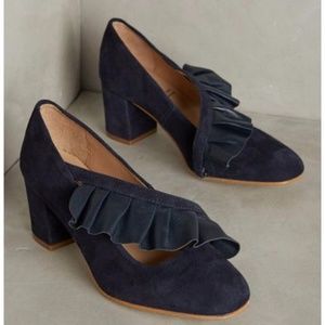ANTHROPOLOGIE KMB CROSSED RUFFLE HEEL-SIZE 6
