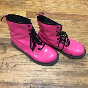 Pink Faux Leather Boots
