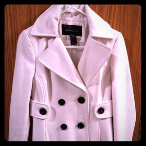Cream double breasted pea coat