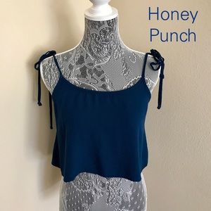 Honey Punch Navy Crop Tank Top