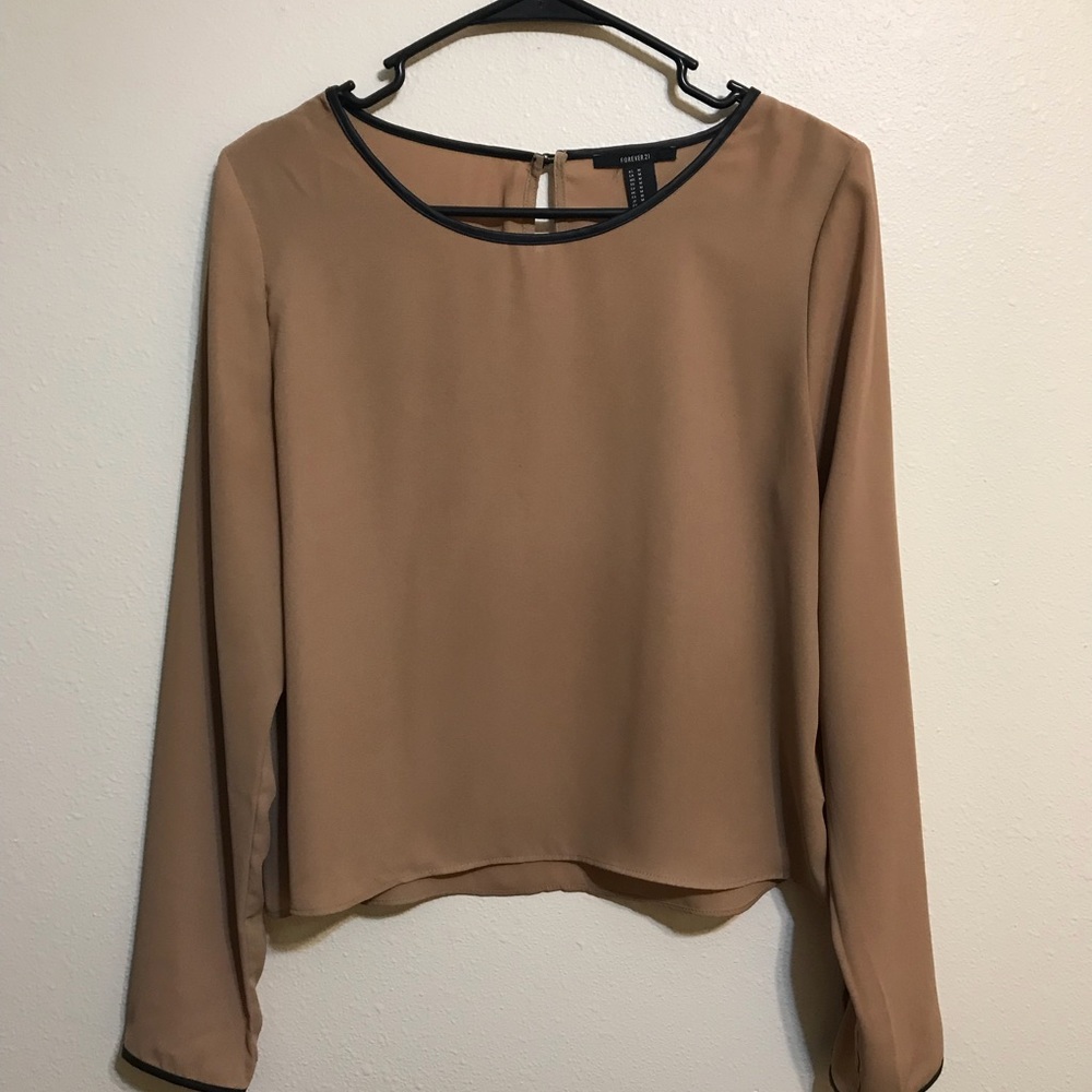 Tan & Black detail Blouse