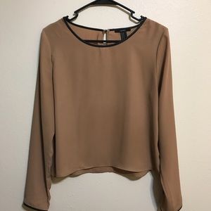 Tan & Black detail Blouse