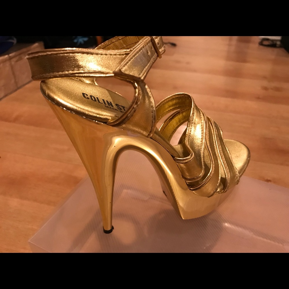 Size 8 stiletto gold heels