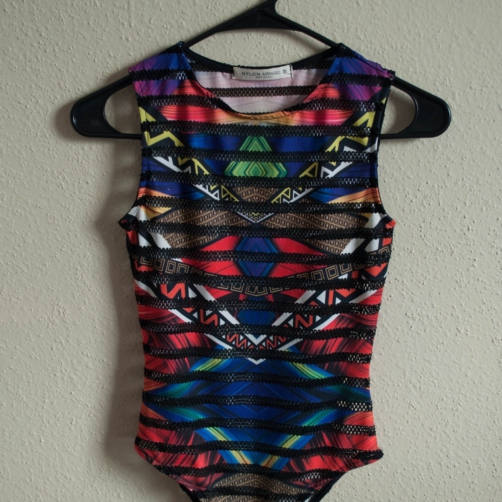 Geo print body suit