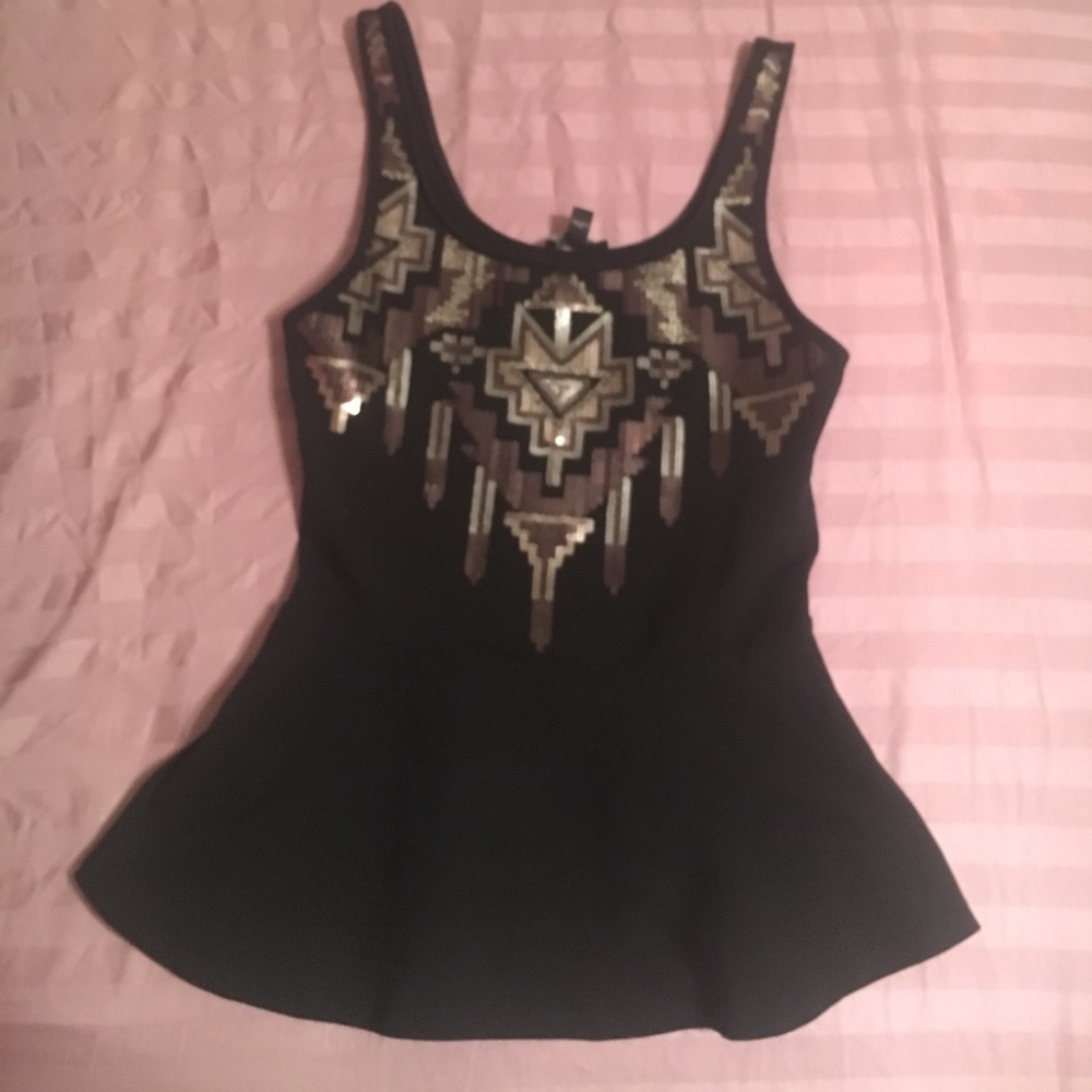 Express Scoop neck sequin peplum top