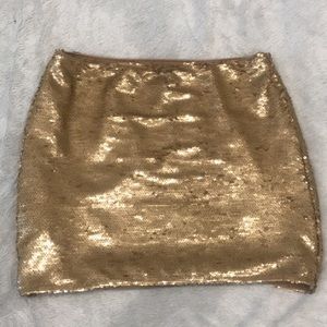 Gold sequin mini skirt