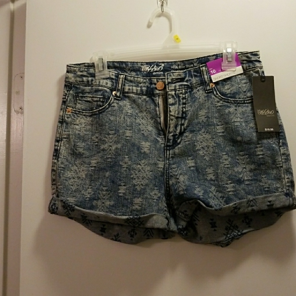 High rise denim shorts