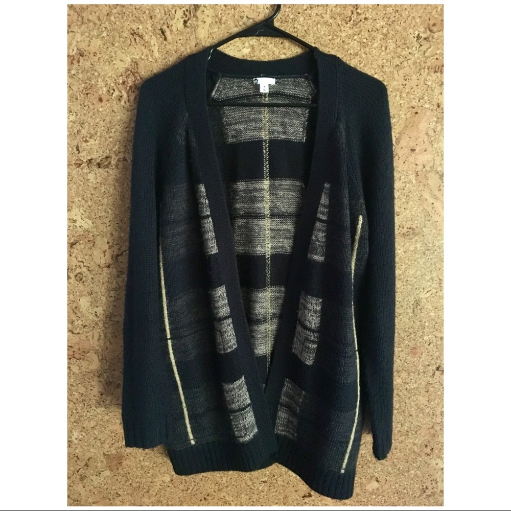 BP Navy Pocketed Gold Stripe Cardigan
