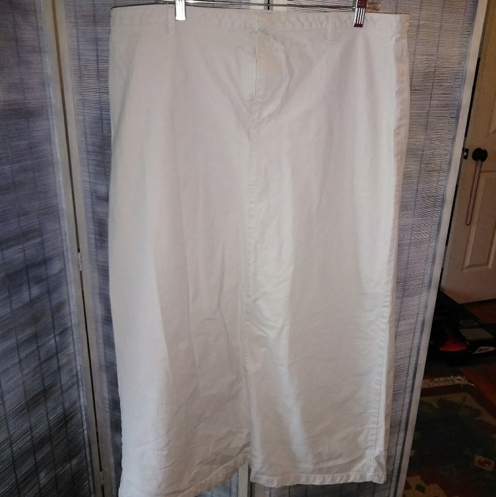 Khaki denim long skirt