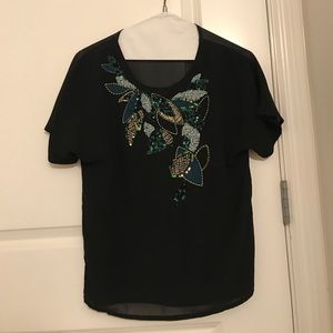 H&M chiffon blouse with bead detail
