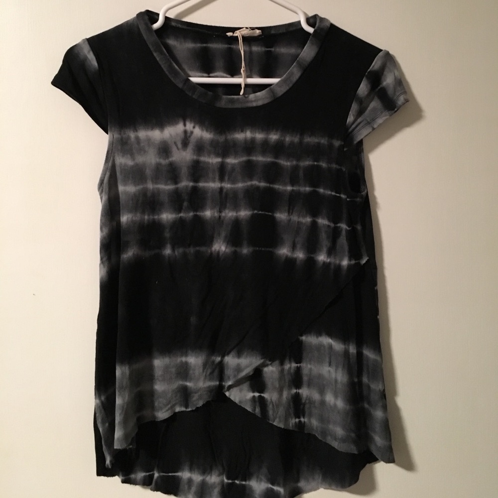 Black/white Tie-Dye Short Sleeve Shirt