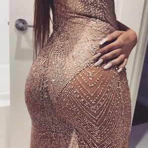 Meshki Aviana gold midi dress