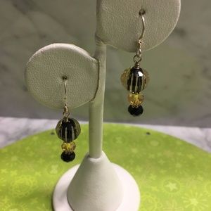 Zebra glass and crystal earrings