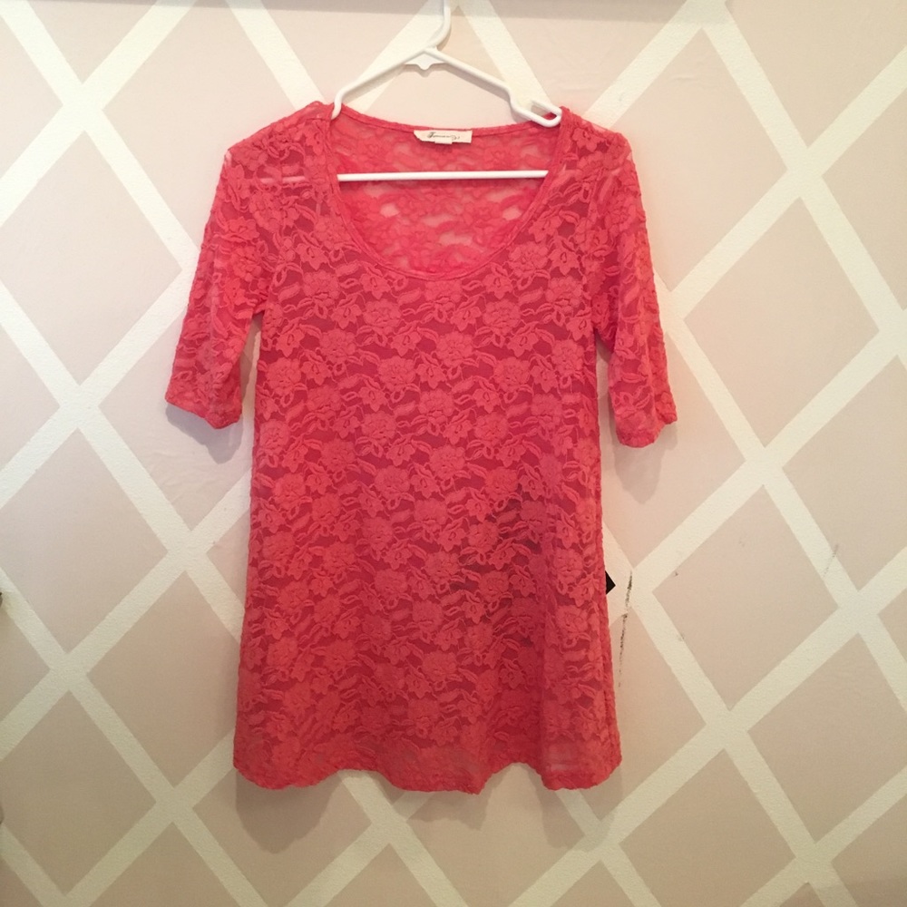 Forever 21 Lace Salmon Dress