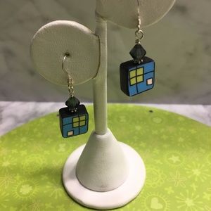 Photopolymer Black and Blue Earrings