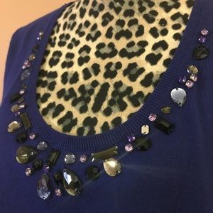 Jeweled Neckline Plum Sweater