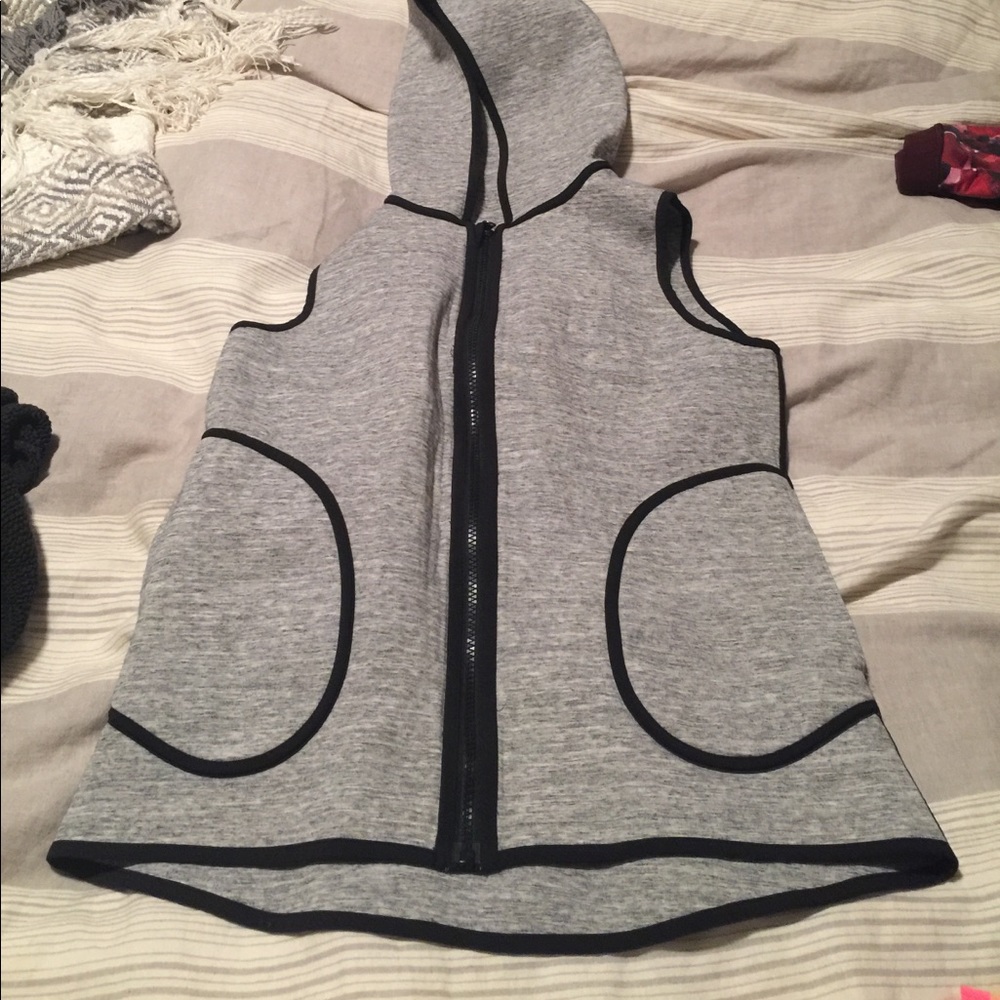 Lulu zip front reversible vest hoodie
