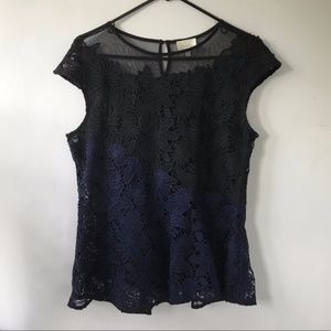 Sale! Deletta Anthropologie sheer lace top sz M