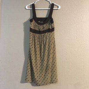 (2/$15) Brown Cream Green B.Kool Size M Midi Dress