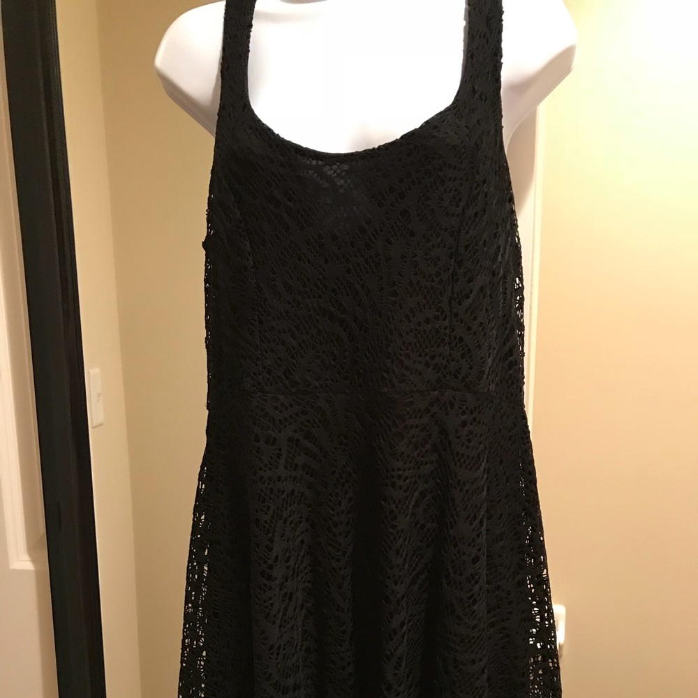Black lace overlay dress. Medium. Knee length