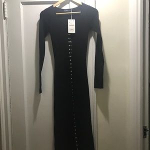 Black heavy knit maxi dress