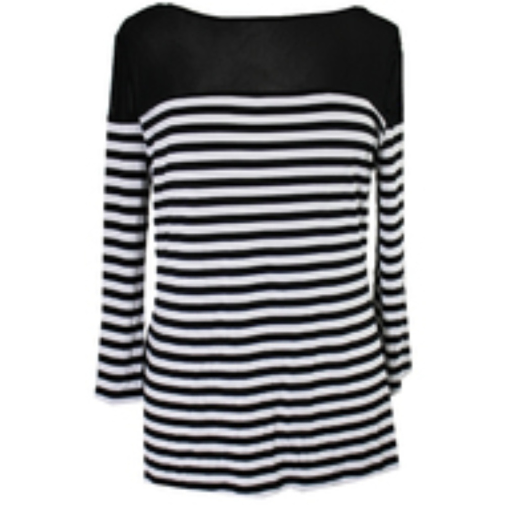 INC black striped illusion top