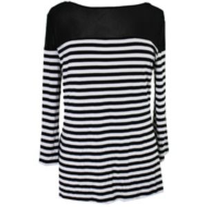 INC black striped illusion top