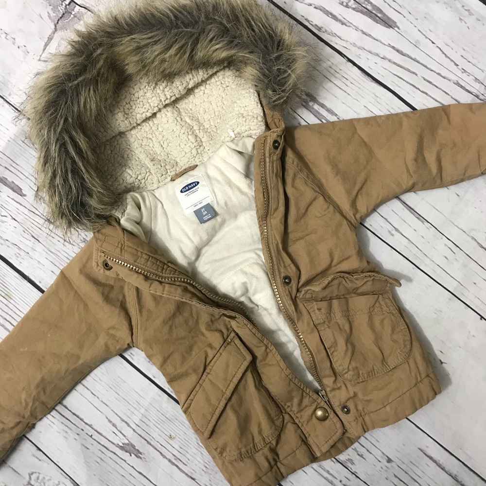 Tan Fur Hooded Cargo Coat
