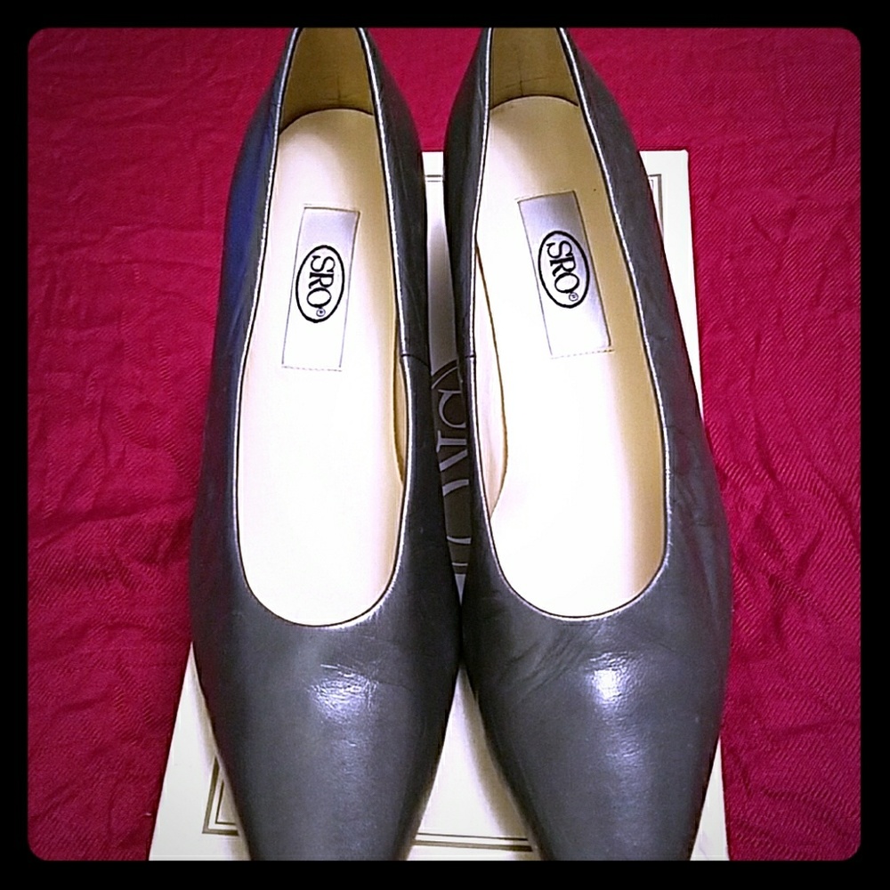 Charcoal Square Heeled Pumps