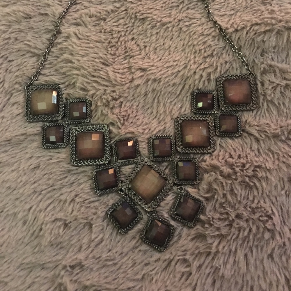 Purple and Dark Gray Statement Necklace