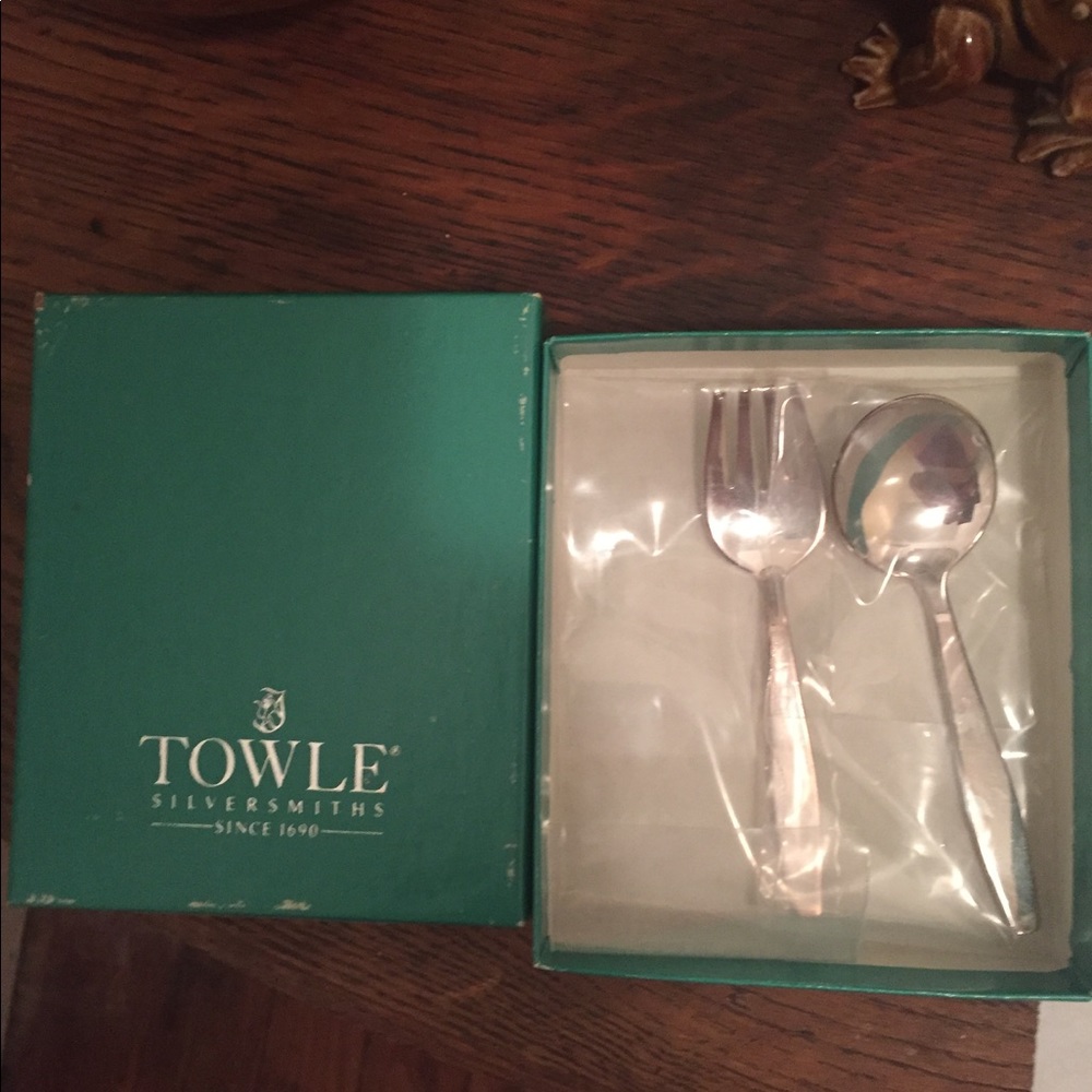 Towle sterling silver new in box baby feeding set