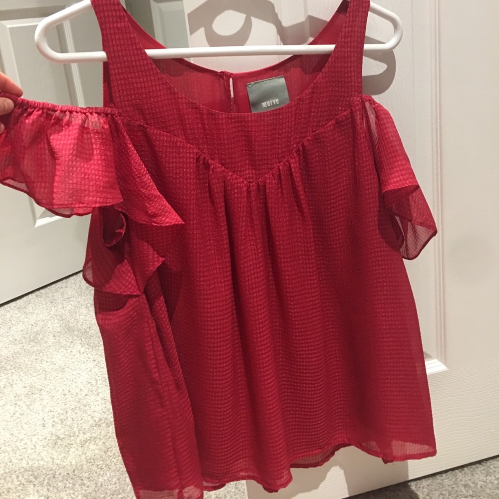 Magenta cold shoulder blouse