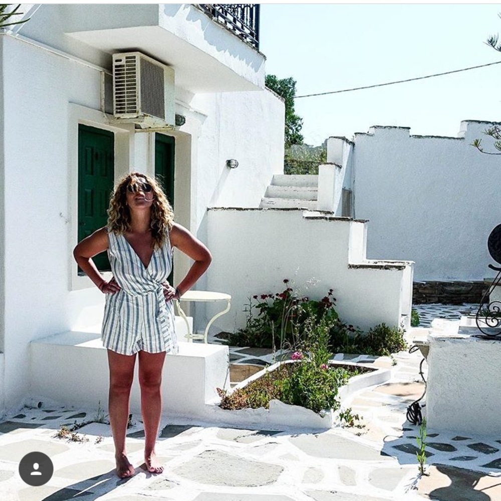 BOHO ROMPER/ white and blue size 10 (AUS)