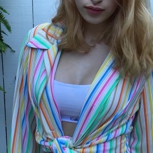 VTG Stripped Collard Long sleeve Button Up