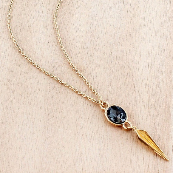 Jewelry - Goldtone Spear & Black Diamond Necklace