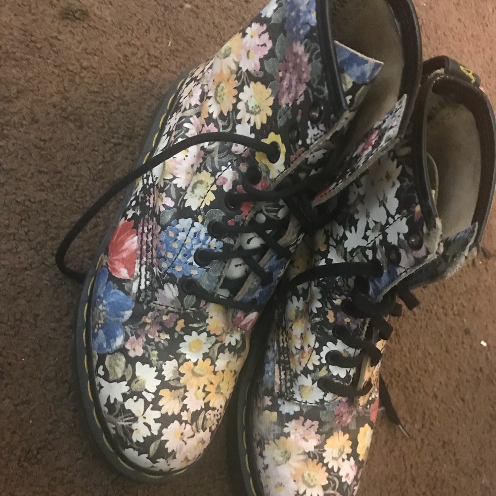 Floral Dr. Martens. Made in England. Vintage