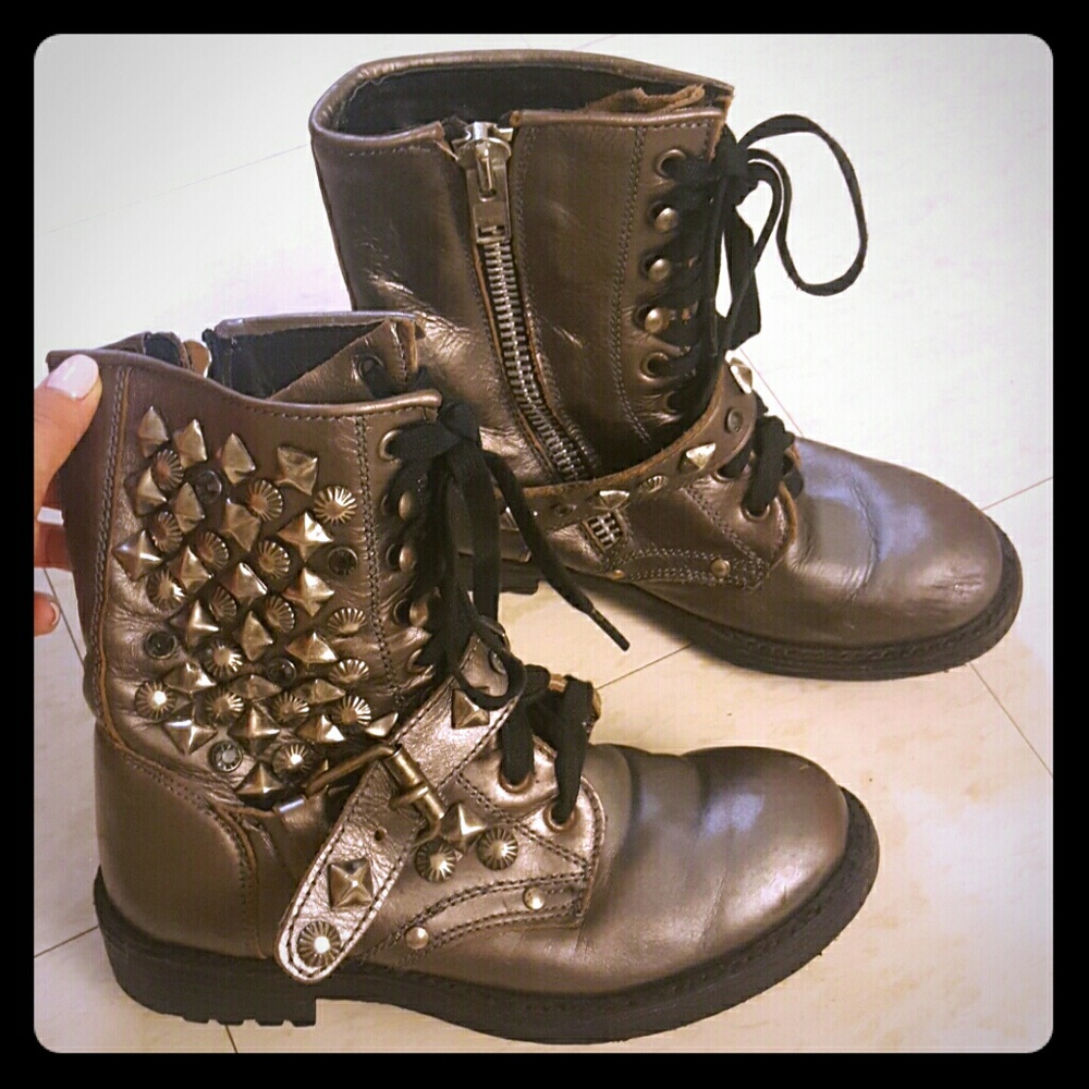 Ash Ryanna Studded Boot (gunmetal color)