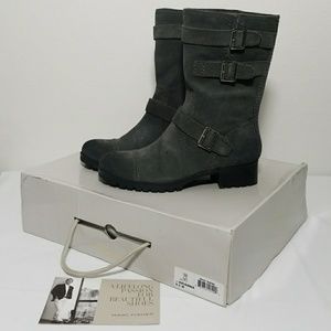 Marc Fisher Suede Mid-shaft Zip Boot w/ Buckles