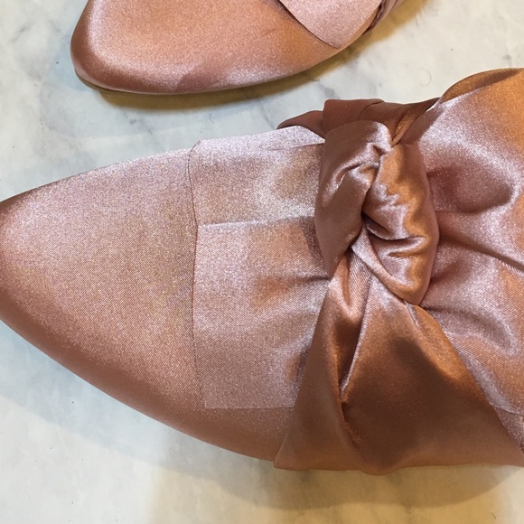 PRICE IS FIRM! Pink Knot Satin Pointy Toe Mules - Picture 2 of 5