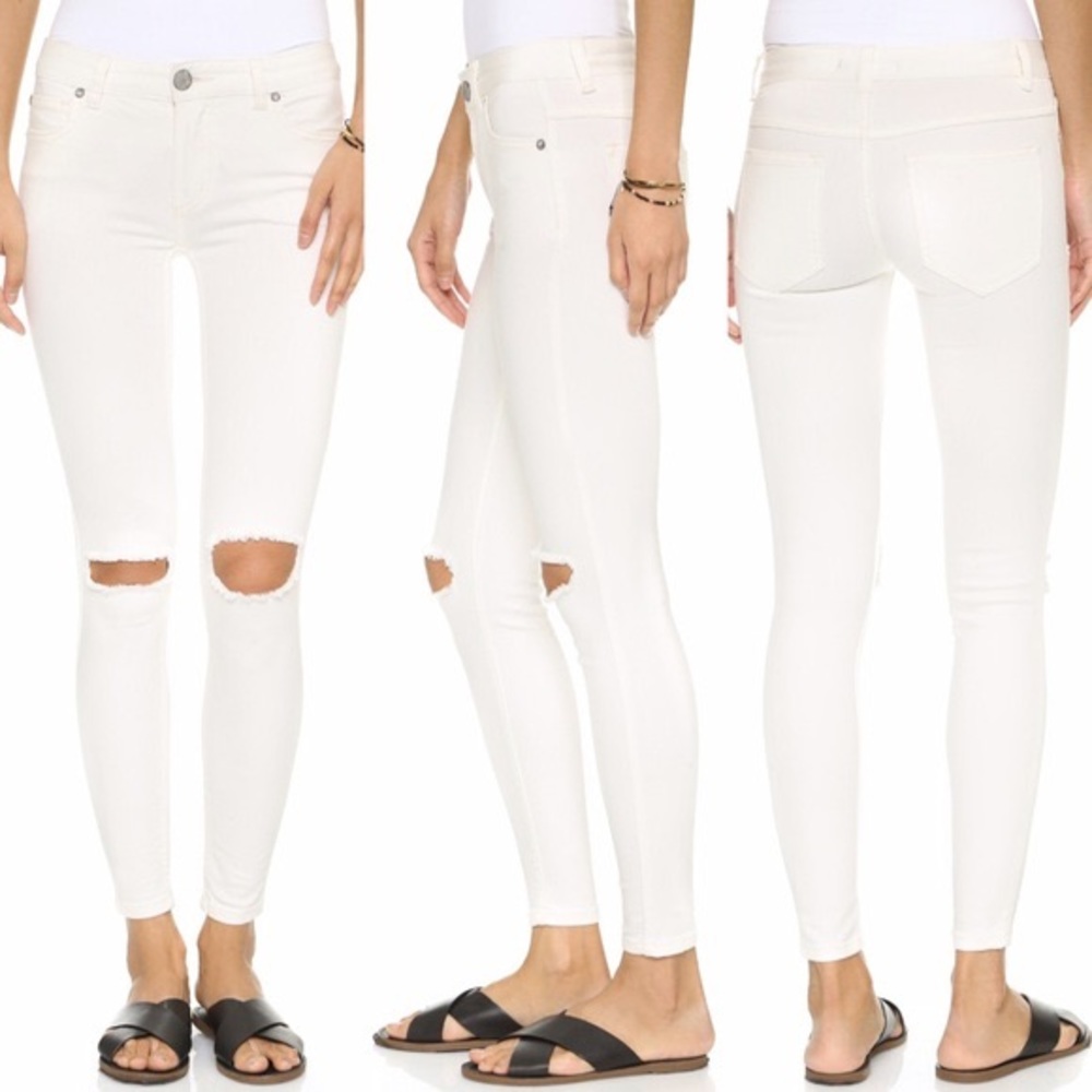 Free People white ripped jeans