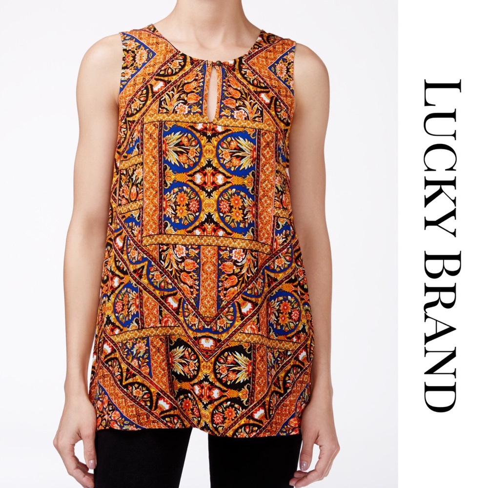 • Lucky Brand • Silk Printed Top Size Medium