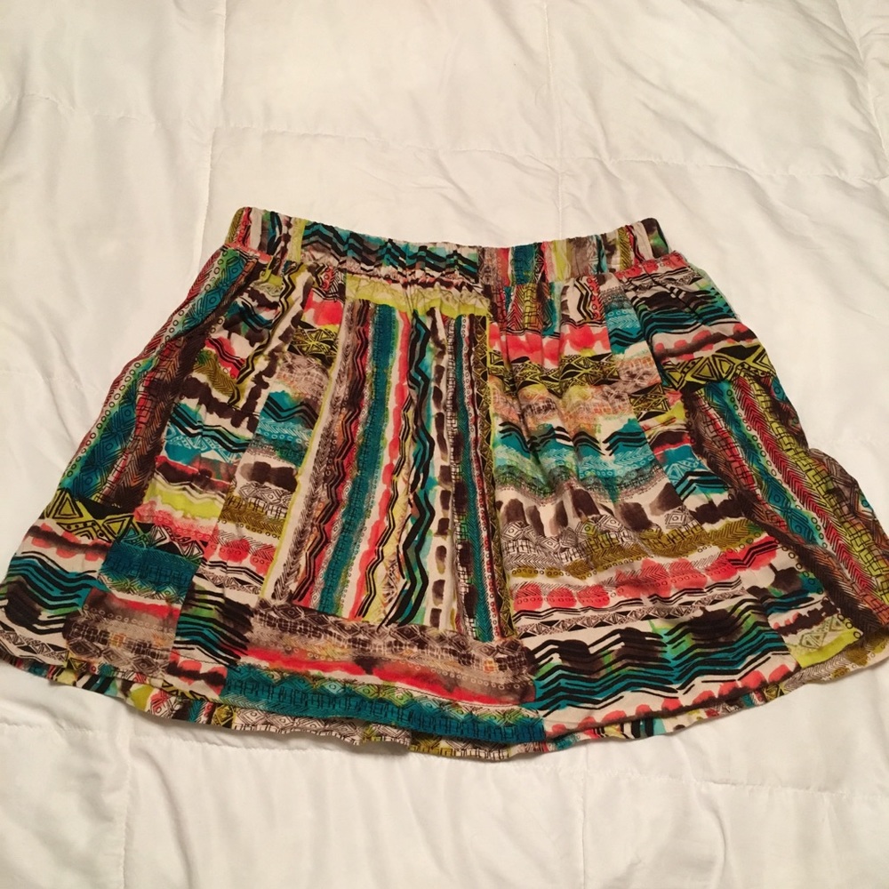 F21 tribal print mini skirt